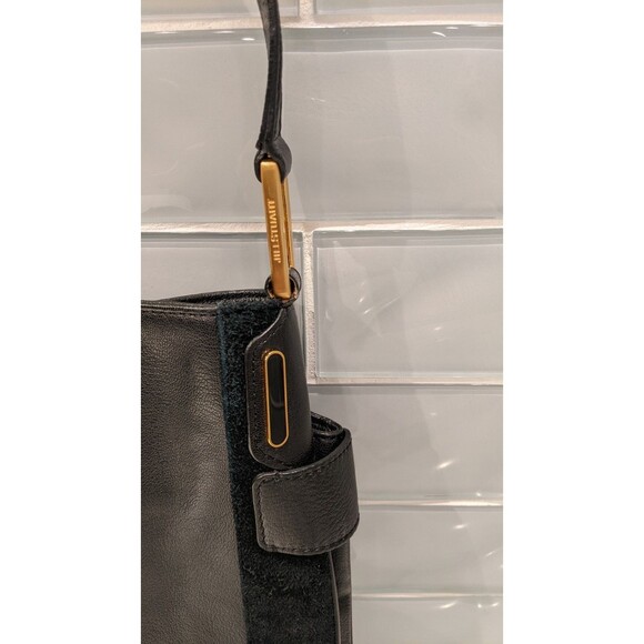 Jill Stuart Black Pebbled Leather & Suede Shoulder Handbag/Purse GORGEOUS! - Picture 12 of 16